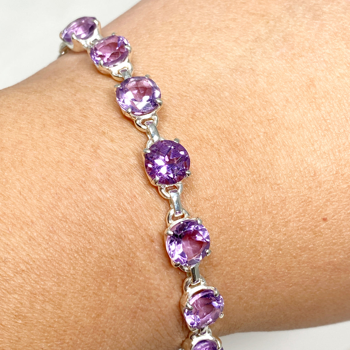 Amethyst Round Faceted Bracelet PBGJ001