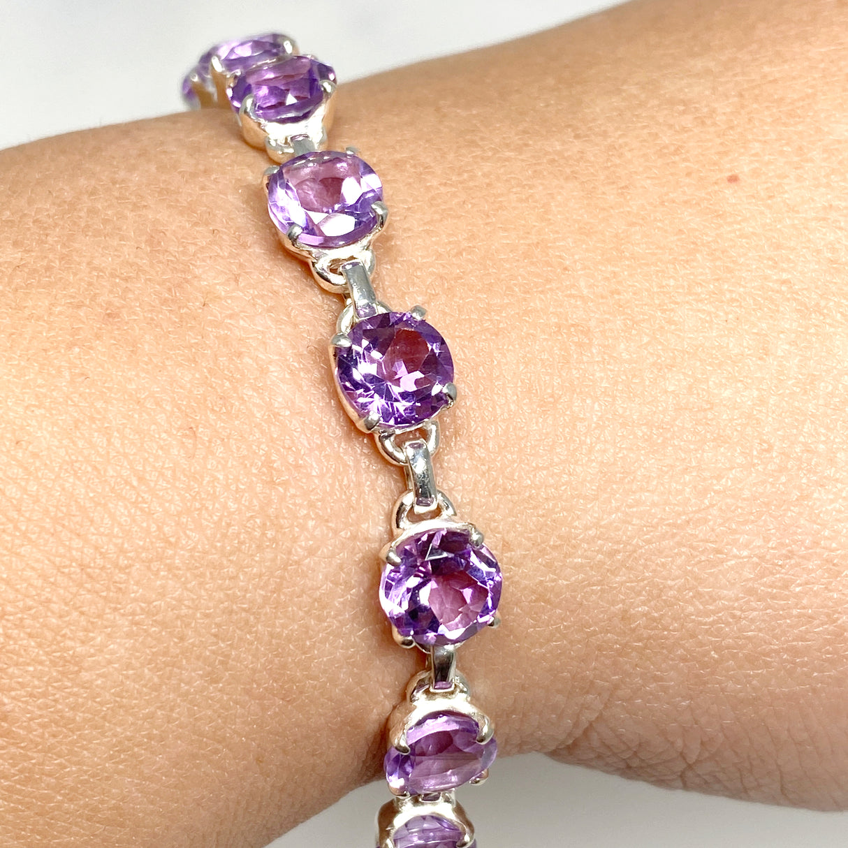 Amethyst Round Faceted Bracelet PBGJ001