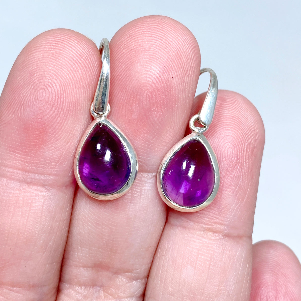 Amethyst Teardrop Cabochon Earrings PEGJ167