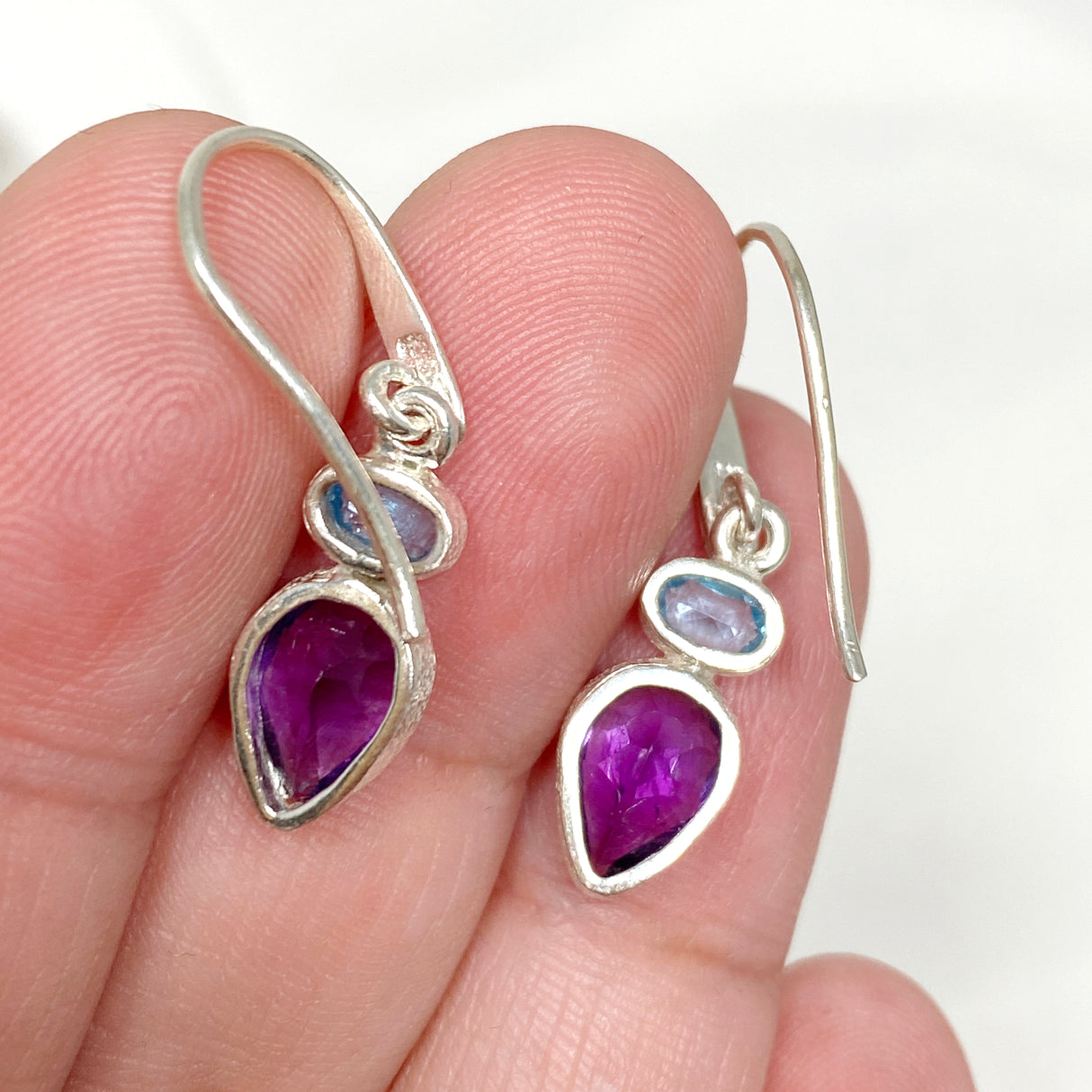 Amethyst and Blue Topaz Faceted Multi-stone Earrings PEGJ165