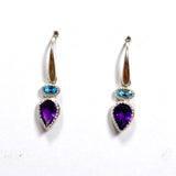 Amethyst and Blue Topaz Faceted Multi-stone Earrings PEGJ165