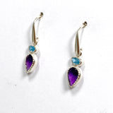 Amethyst and Blue Topaz Faceted Multi-stone Earrings PEGJ165