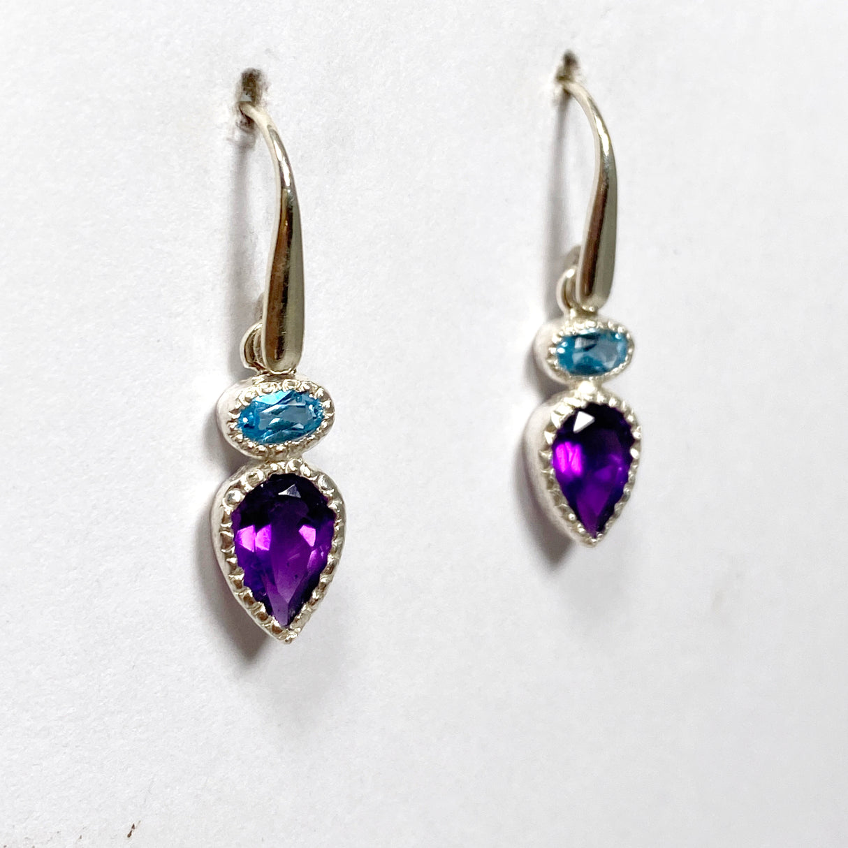 Amethyst and Blue Topaz Faceted Multi-stone Earrings PEGJ165