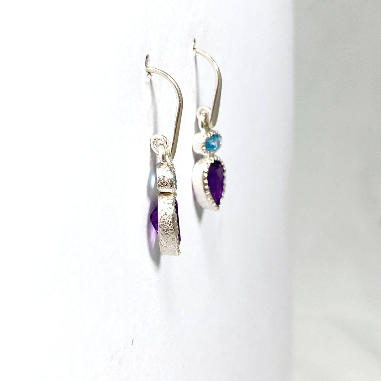 Amethyst and Blue Topaz Faceted Multi-stone Earrings PEGJ165