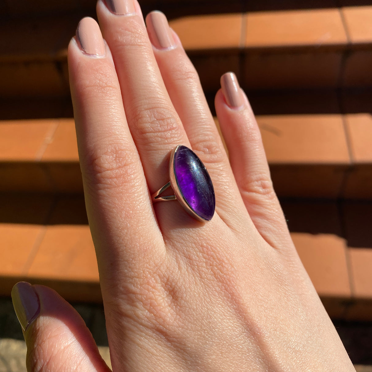 Amethyst marquise cabochon ring s.7 KPGJ1338