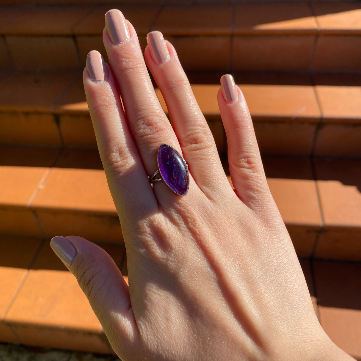 Amethyst marquise cabochon ring s.7 KPGJ1338