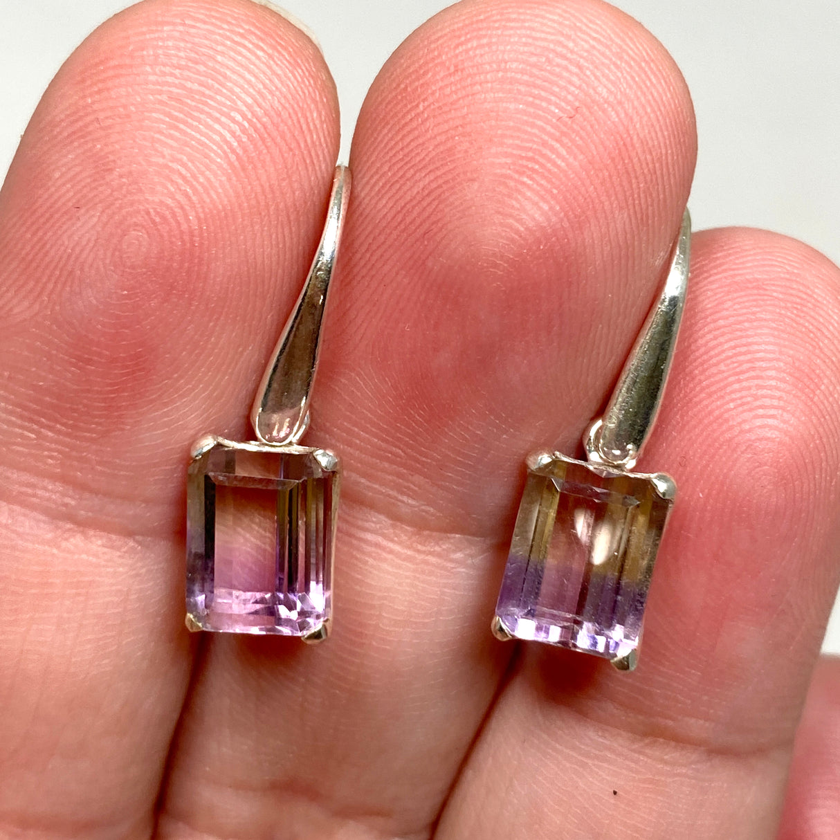 Ametrine Emerald Cut Faceted Earrings PEGJ163