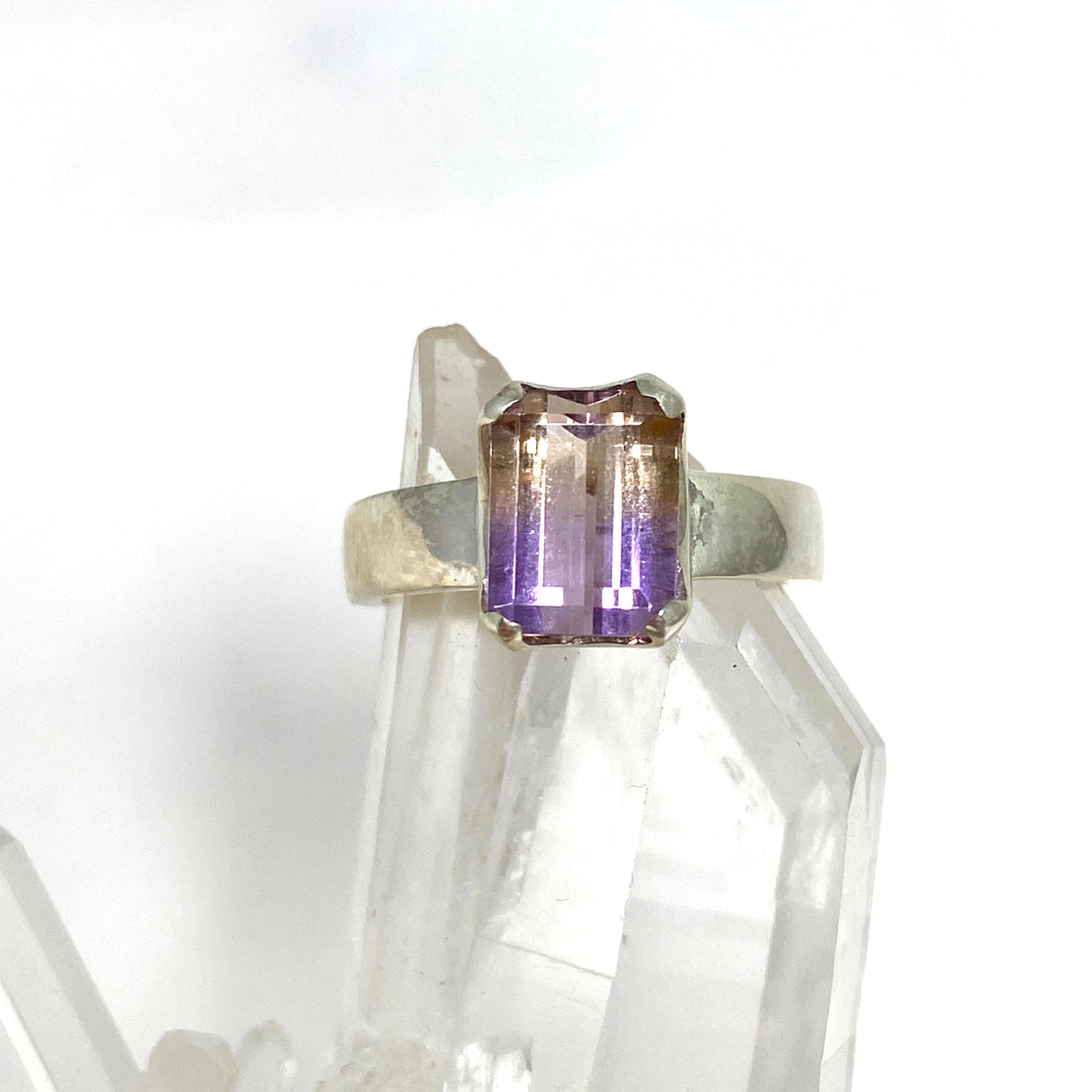 Ametrine Emerald Cut Faceted Ring PRGJ489