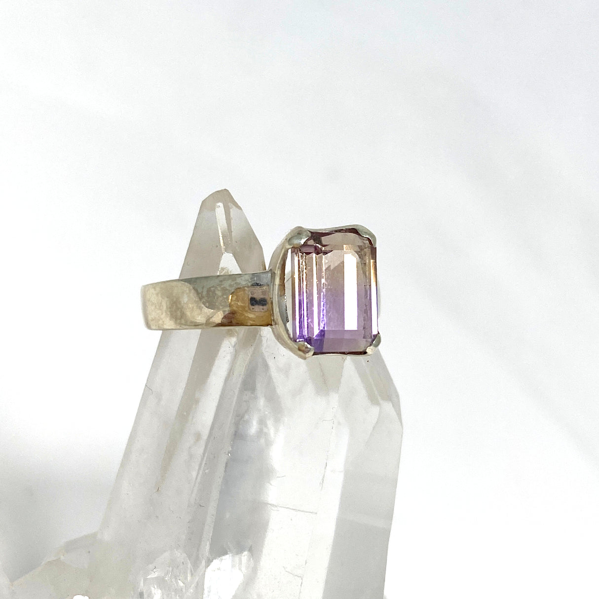 Ametrine Emerald Cut Faceted Ring PRGJ489