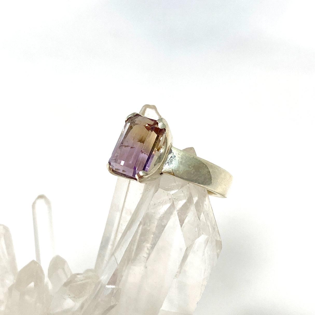 Ametrine Emerald Cut Faceted Ring PRGJ489