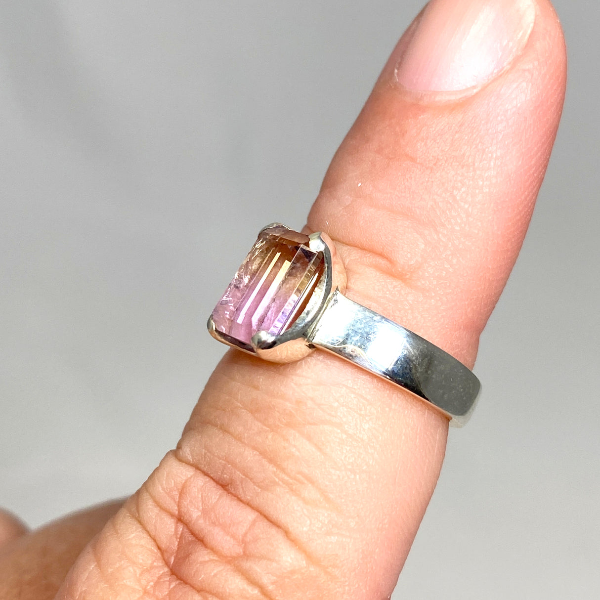 Ametrine Emerald Cut Faceted Ring PRGJ489