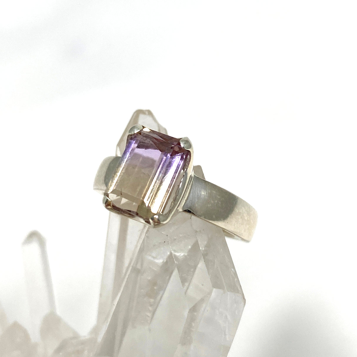 Ametrine Emerald Cut Faceted Ring PRGJ489