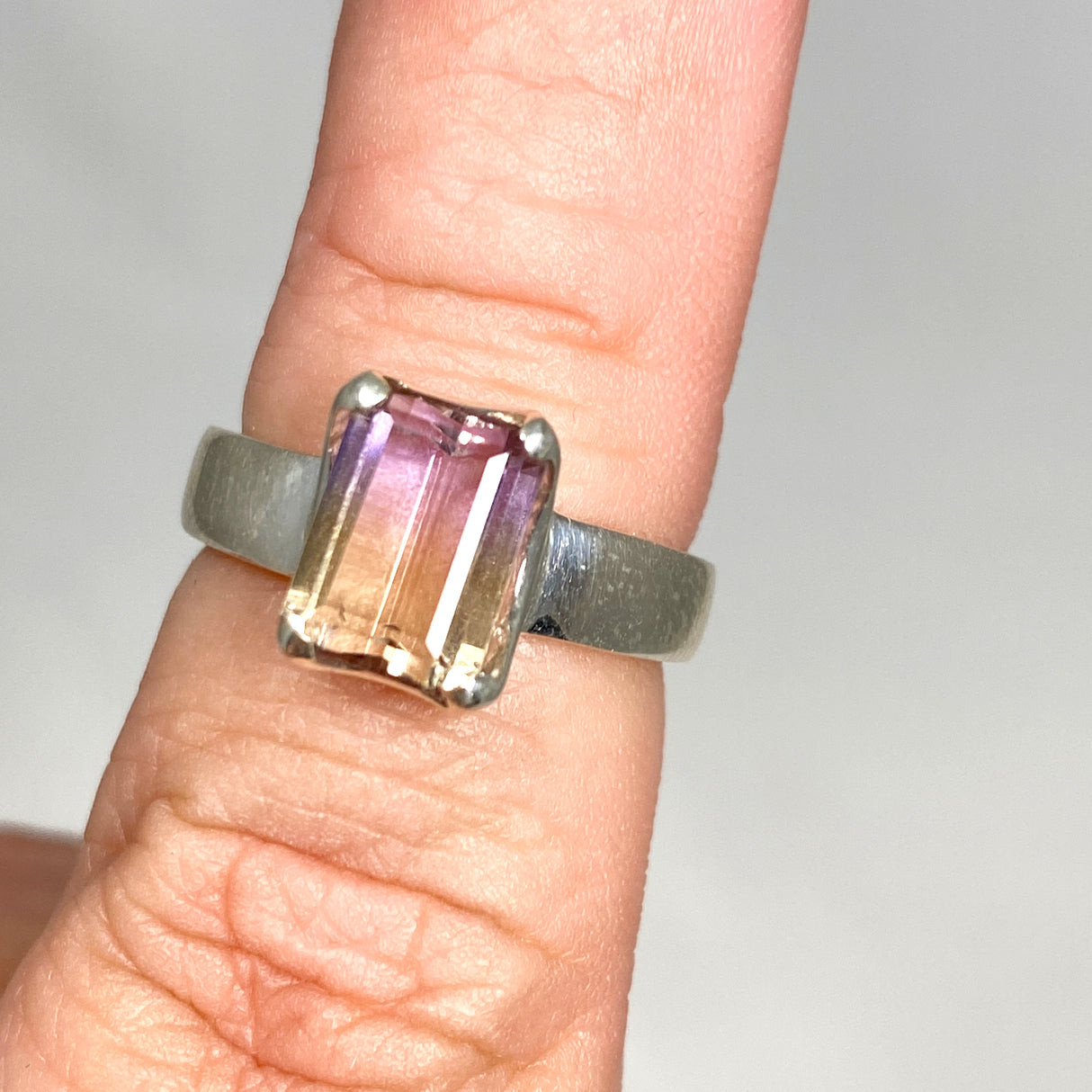 Ametrine Emerald Cut Faceted Ring PRGJ489