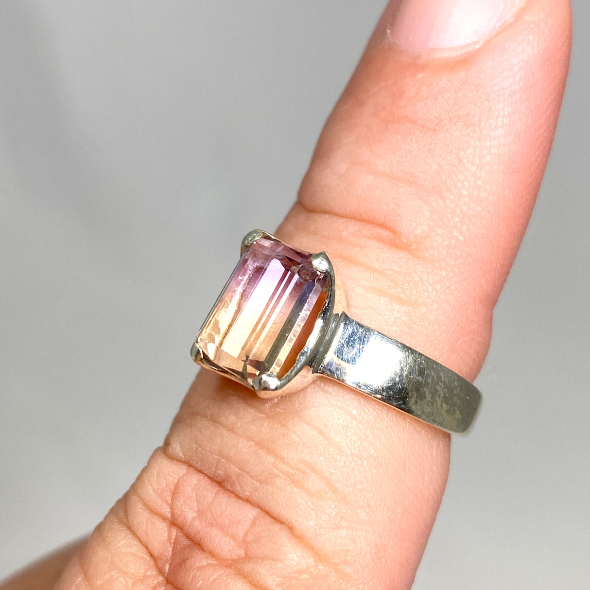 Ametrine Emerald Cut Faceted Ring PRGJ489