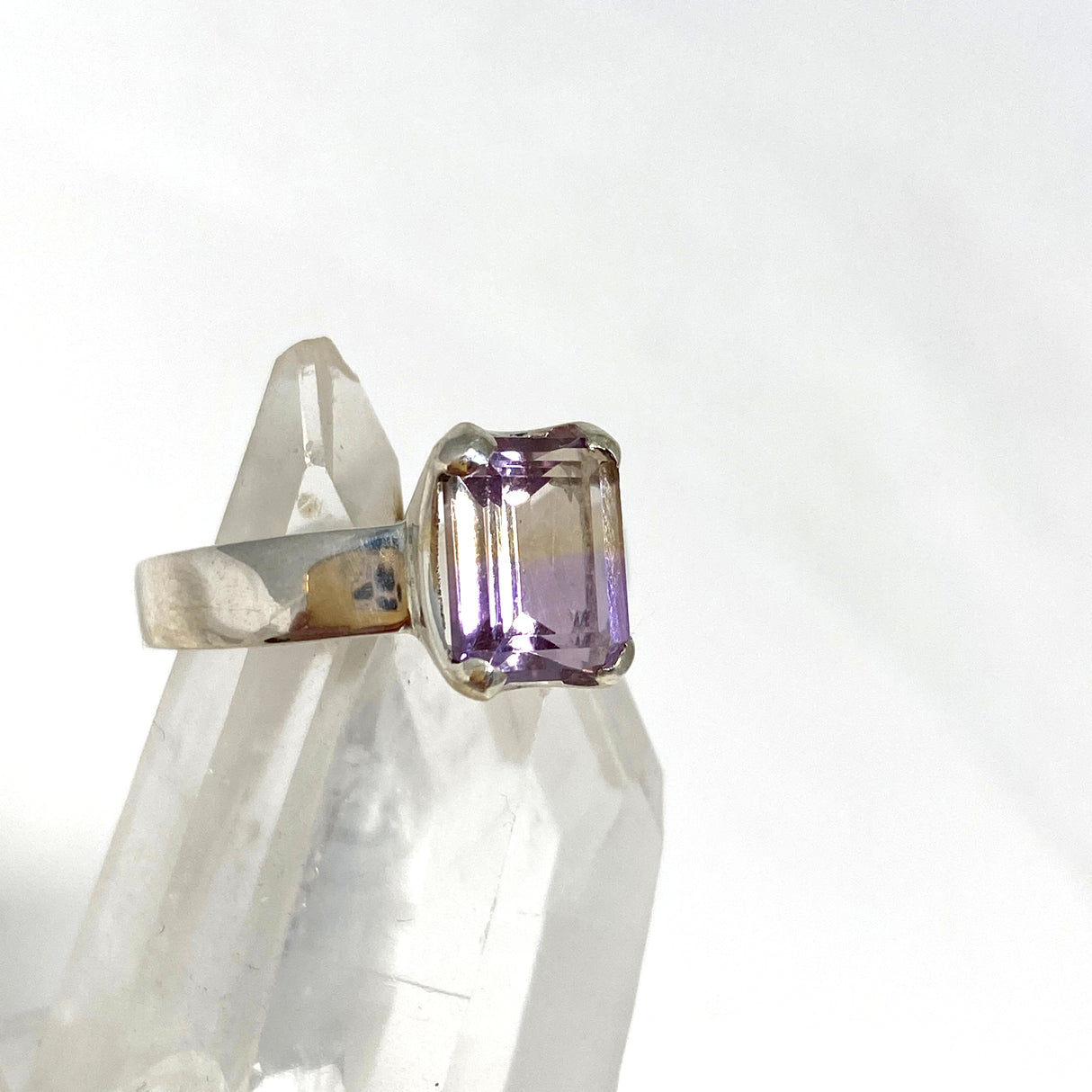 Ametrine Emerald Cut Faceted Ring PRGJ489