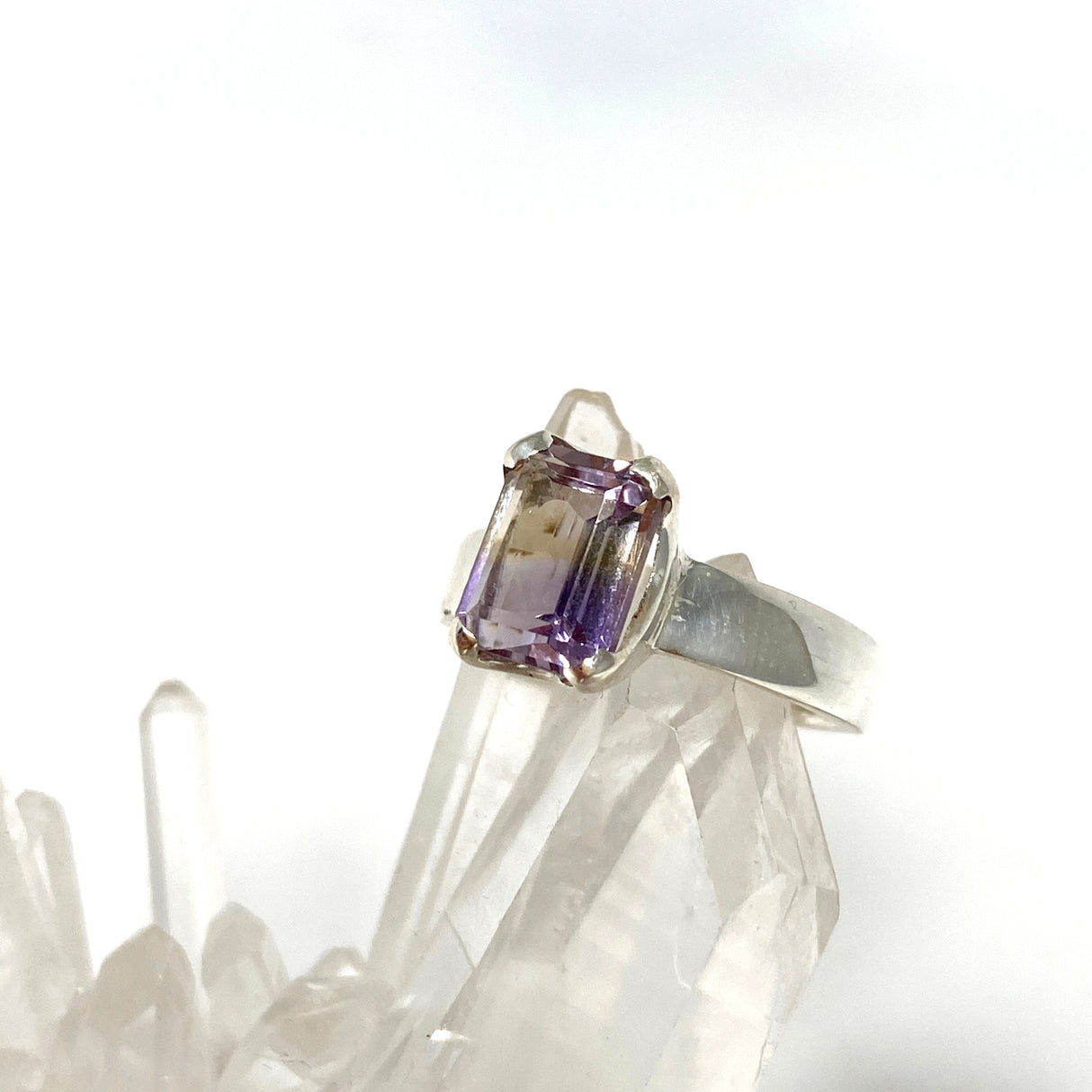 Ametrine Emerald Cut Faceted Ring PRGJ489