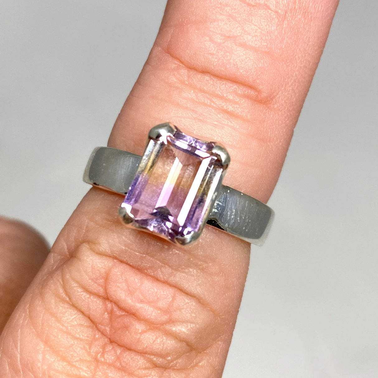 Ametrine Emerald Cut Faceted Ring PRGJ489