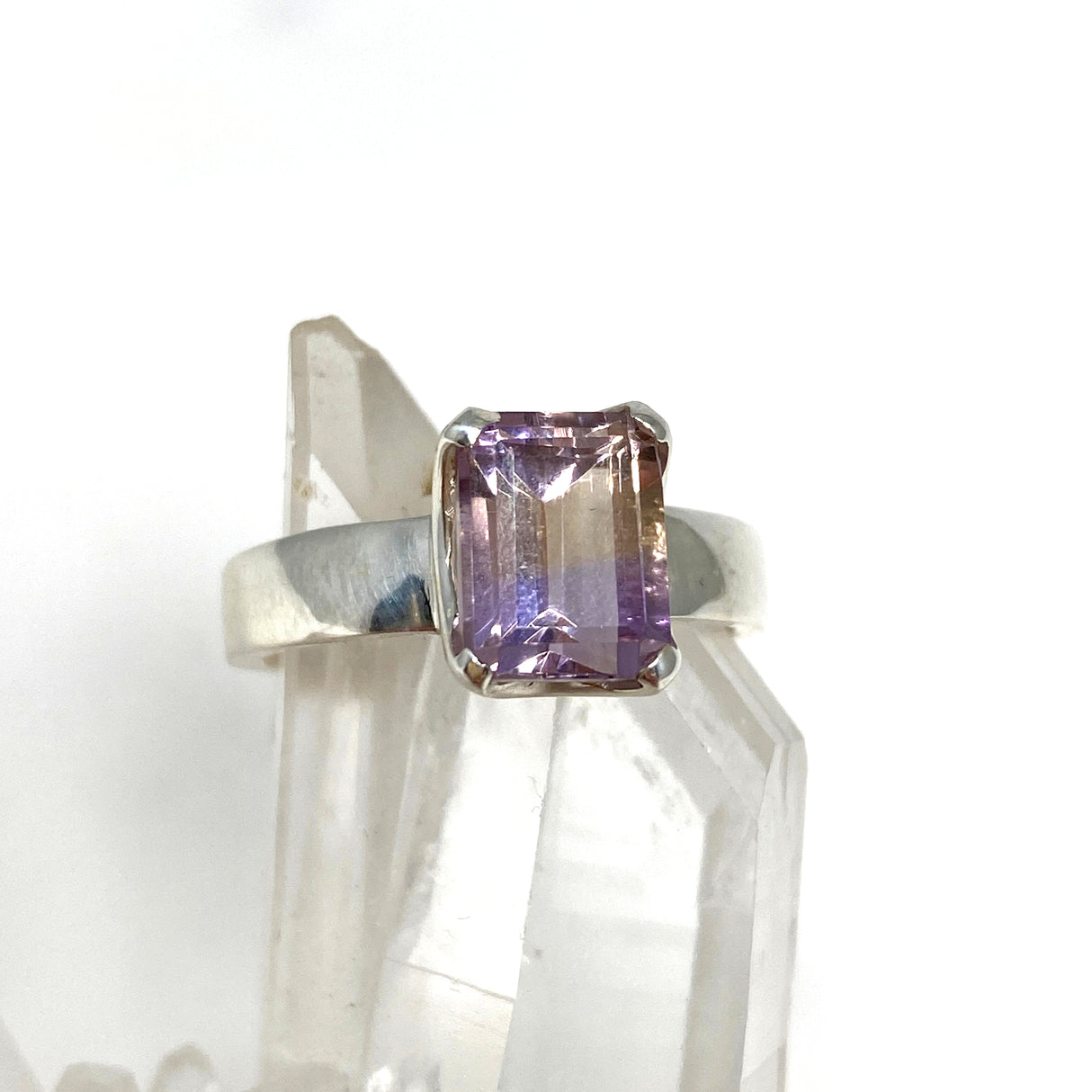 Ametrine Emerald Cut Faceted Ring PRGJ489