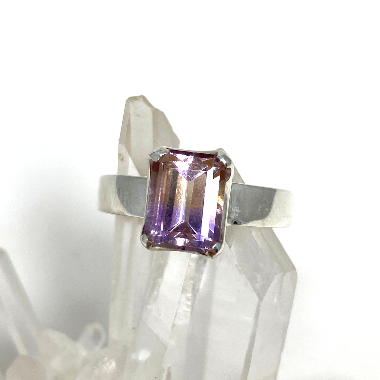 Ametrine Emerald Cut Faceted Ring PRGJ489