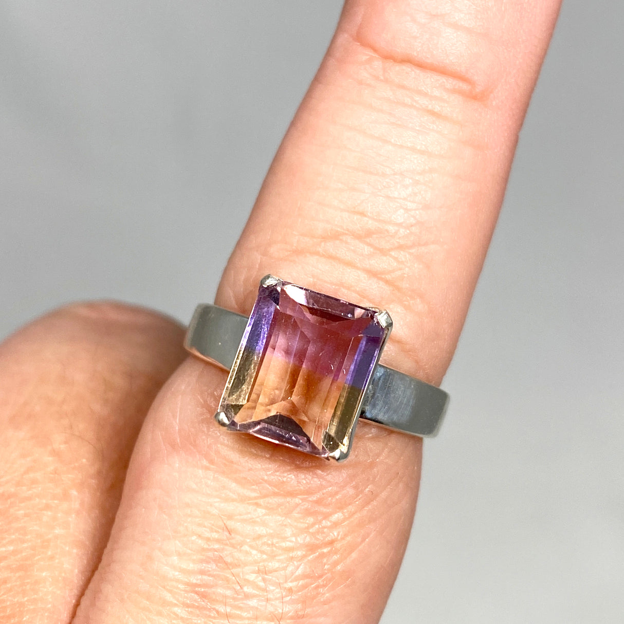 Ametrine Emerald Cut Faceted Ring Size 10 PRGJ491