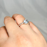 Aquamarine Oval Faceted ring with CZ s.6 HRGJ-42