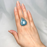 Aquamarine teardrop cabochon ring with hammered band s.8 KPGJ1345