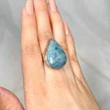 Aquamarine teardrop cabochon ring with hammered band s.8 KPGJ1345