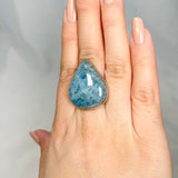 Aquamarine teardrop cabochon ring with hammered band s.8 KPGJ1345