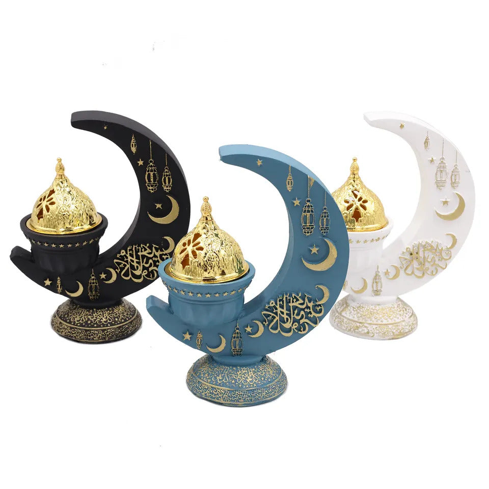 Crescent Moon Charcoal & Resin Burner - White