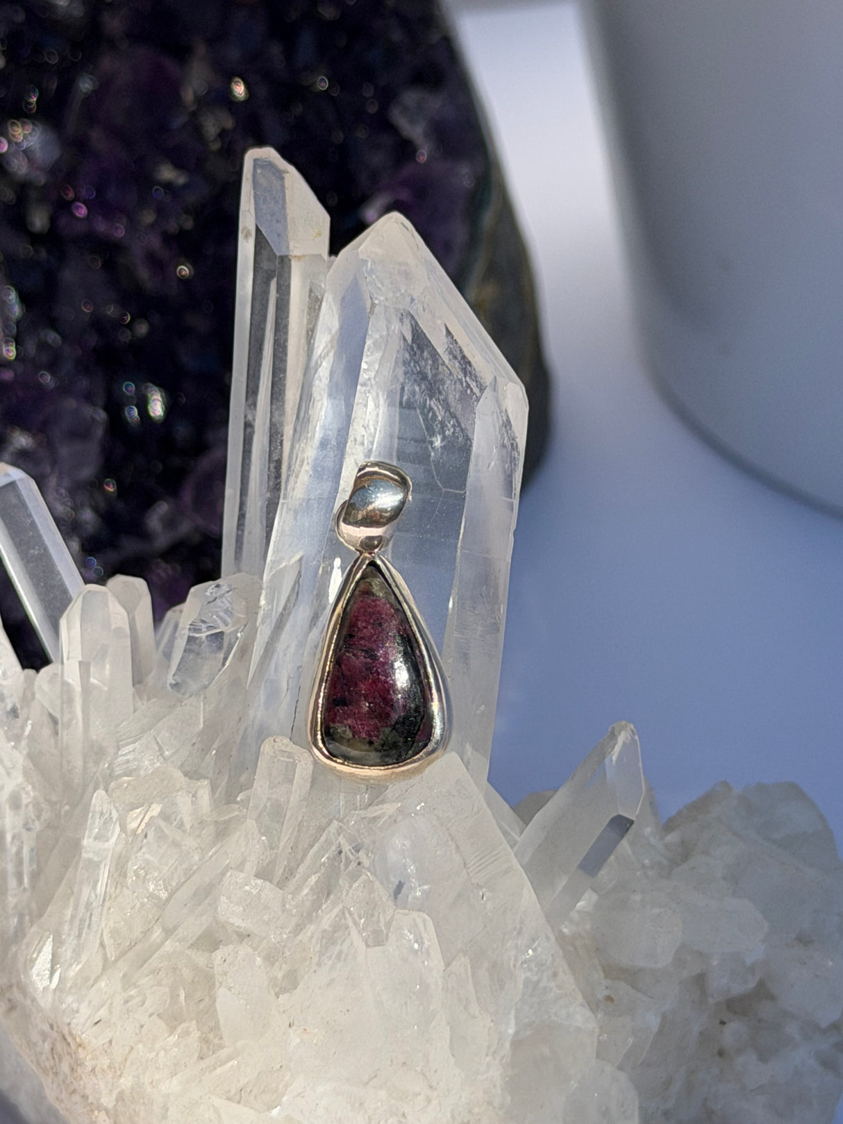 Blue Turtles Eudialyte Teardrop Sterling Silver Pendant BTP-144