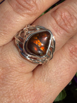 Fire Agate Sterling Silver Ring Size 8 BTR-32