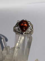 Fire Agate Sterling Silver Ring Size 8 BTR-32