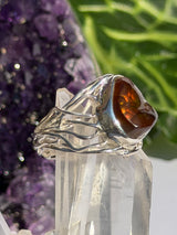 Fire Agate Sterling Silver Ring Size 8 BTR-32