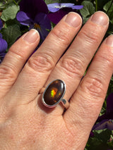 Fire Agate Oval Sterling Silver Ring Size 9 BTR-51