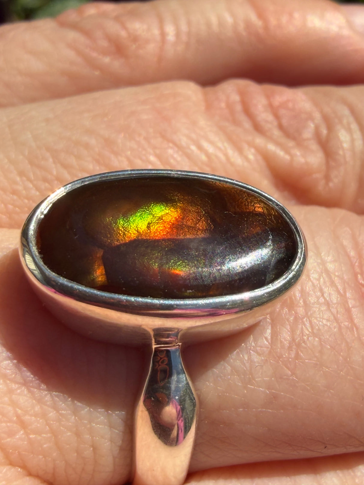 Fire Agate Oval Sterling Silver Ring Size 9 BTR-51