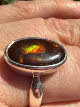 Fire Agate Oval Sterling Silver Ring Size 9 BTR-51