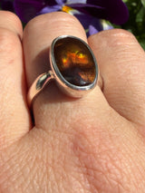 Fire Agate Oval Sterling Silver Ring Size 9 BTR-51