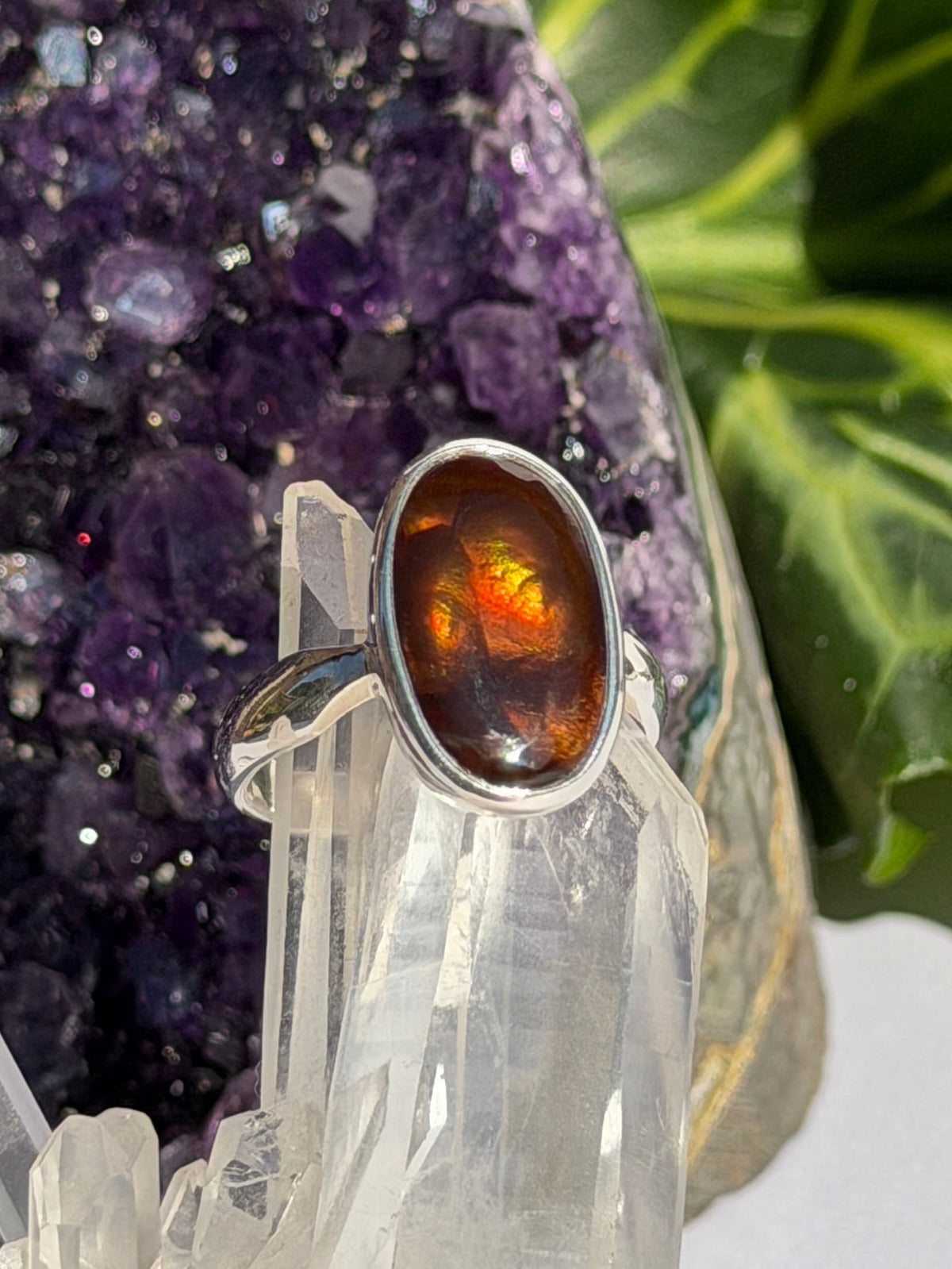 Fire Agate Oval Sterling Silver Ring Size 9 BTR-51