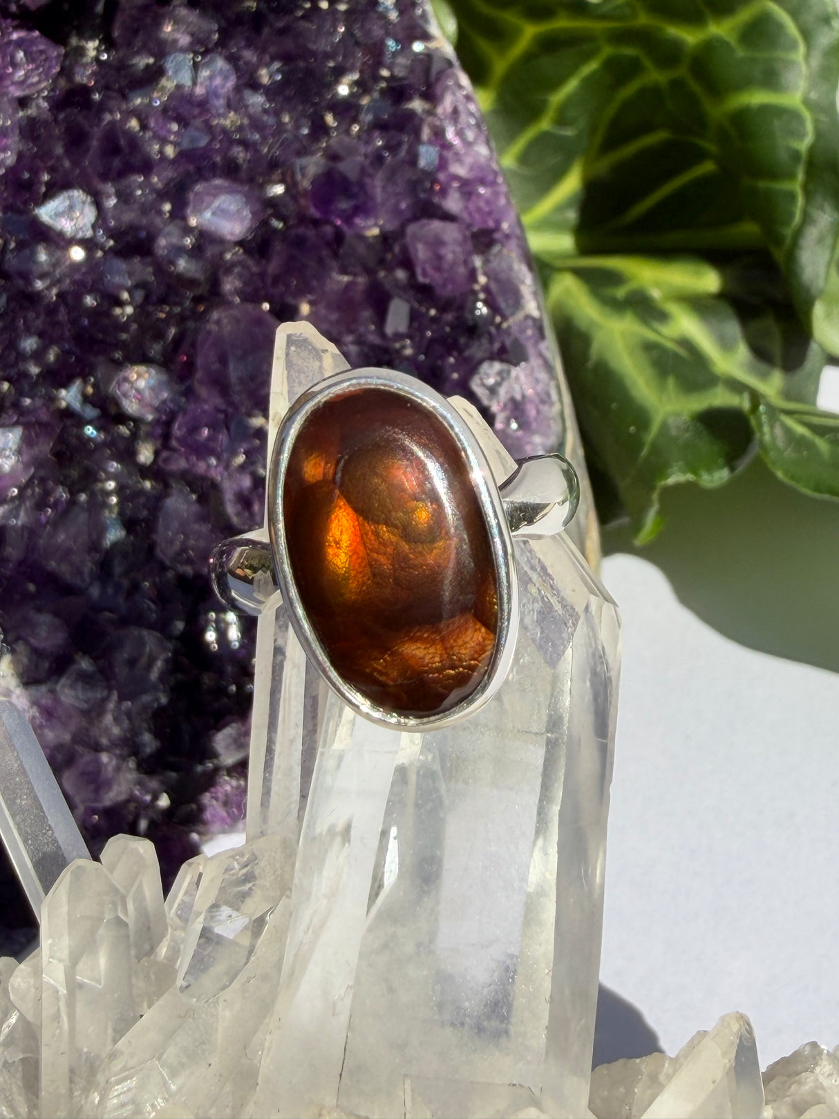 Fire Agate Oval Sterling Silver Ring Size 9 BTR-51