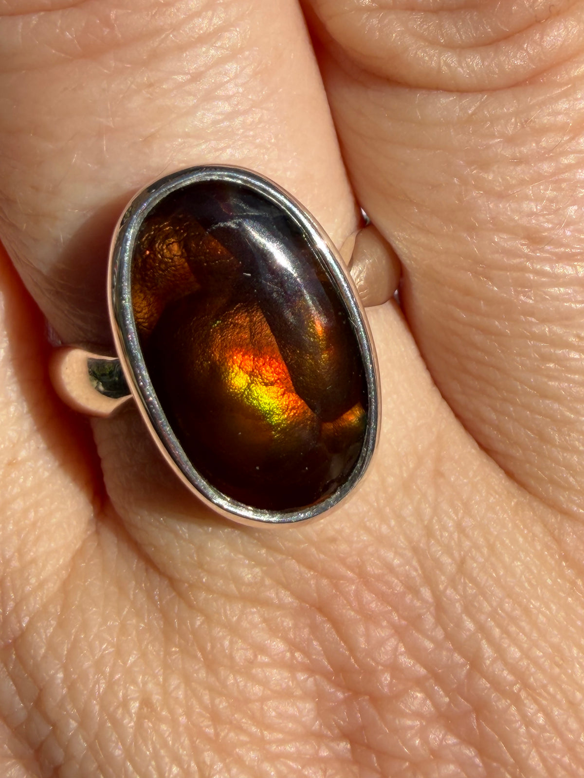 Fire Agate Oval Sterling Silver Ring Size 9 BTR-51
