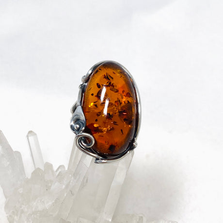 Baltic Cognac Amber Oval Ring Adjustable AMB241