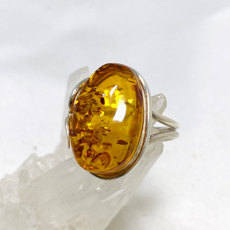 Baltic Honey Amber Oval Ring Adjustable AMB243