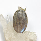 Belomorite (Sunstone with Moonstone "Eclipse" Stone) Oval Cabochon Pendant in a Hammered Setting KPGJ4698