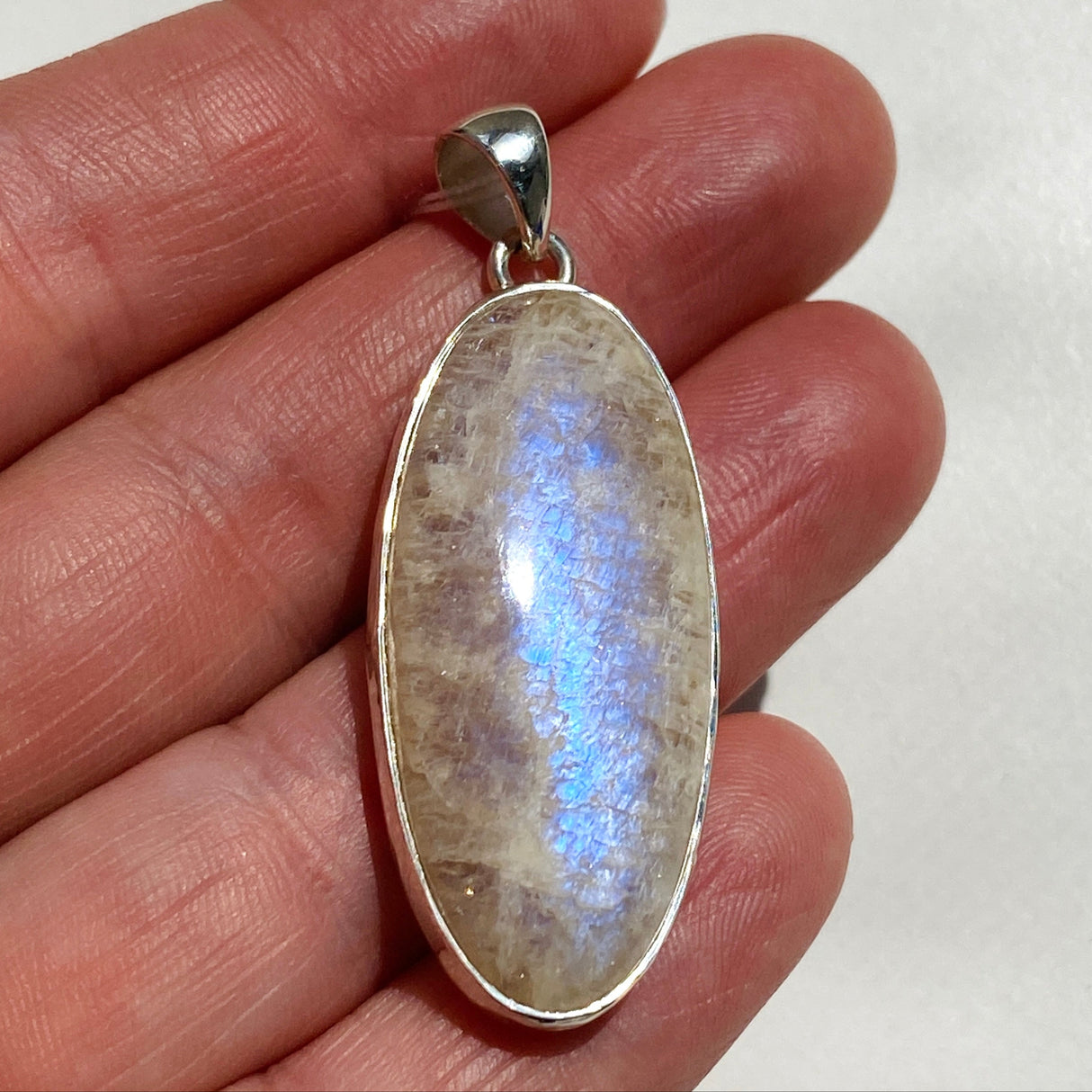 Belomorite (Sunstone with Moonstone "Eclipse" Stone) Oval Cabochon Pendant in a Hammered Setting KPGJ4699