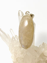 Belomorite (Sunstone with Moonstone "Eclipse" Stone) Oval Cabochon Pendant in a Hammered Setting KPGJ4699