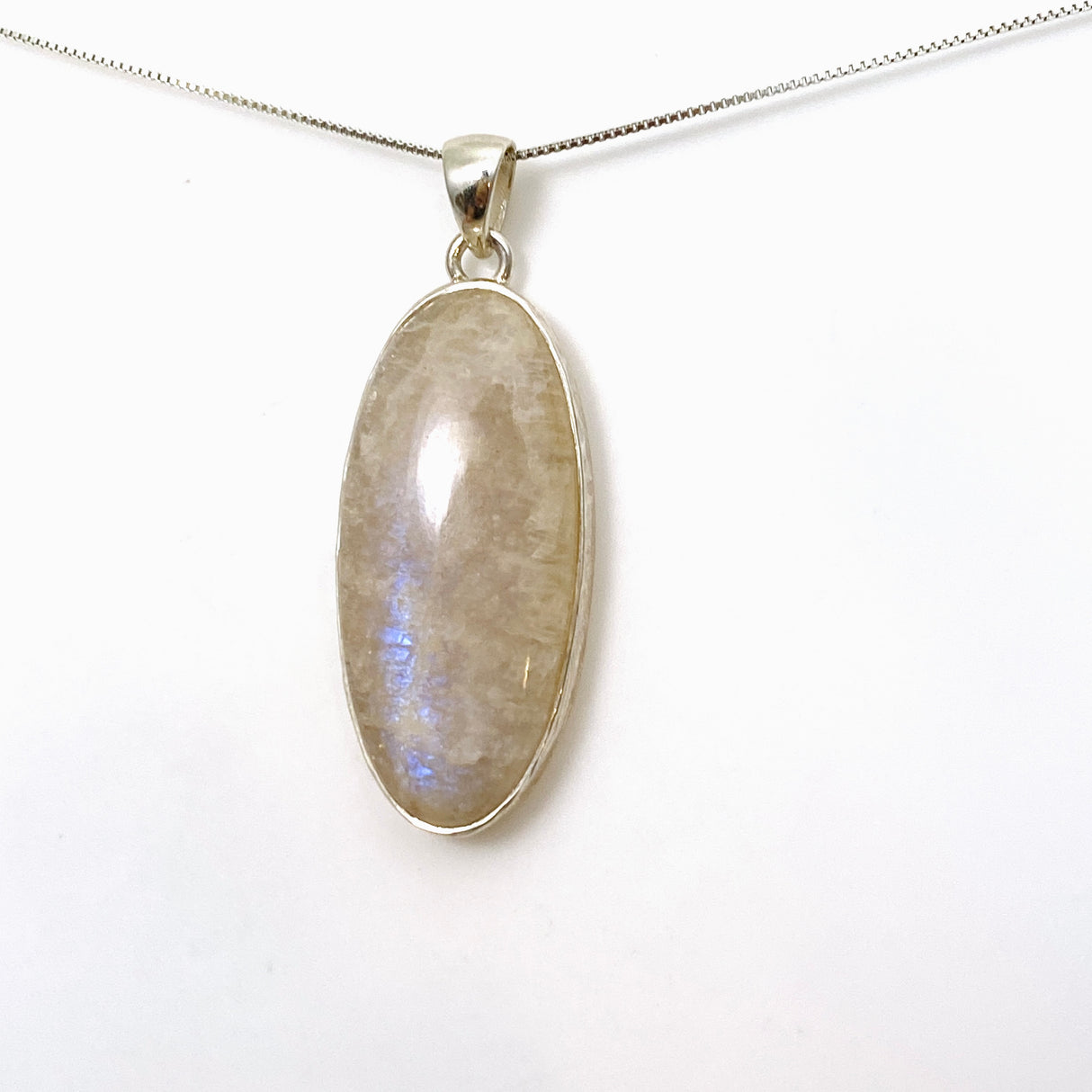 Belomorite (Sunstone with Moonstone "Eclipse" Stone) Oval Cabochon Pendant in a Hammered Setting KPGJ4699