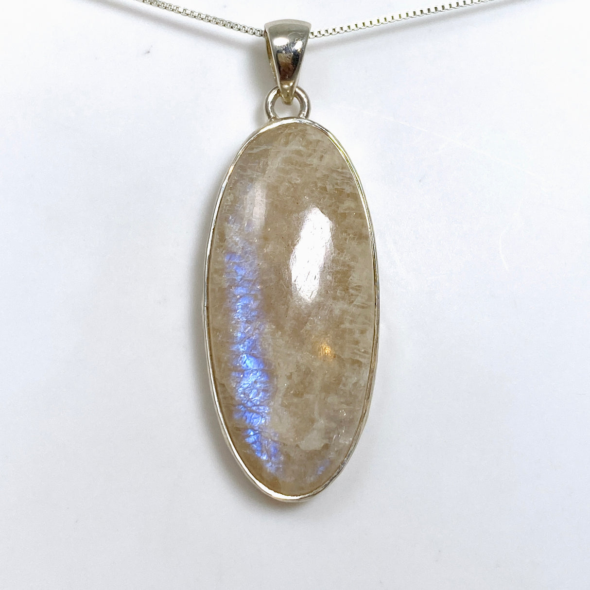 Belomorite (Sunstone with Moonstone "Eclipse" Stone) Oval Cabochon Pendant in a Hammered Setting KPGJ4699