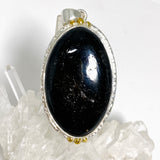 Black Tourmaline Oval Cabochon Pendant in a Decorative Setting KPGJ4594