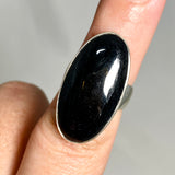 Black Tourmaline Oval Cabochon Ring Size 8 KRGJ3271