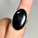 Black Tourmaline Oval Cabochon Ring Size 8.5 KRGJ3272